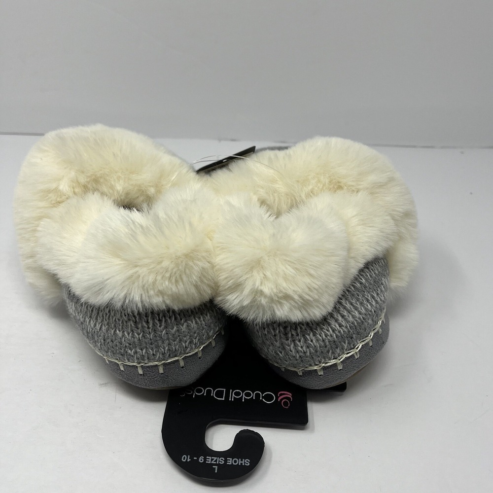 Cuddl Duds Twist Knit Slipper Bootie with Sherpa Lining Size Large 9-10 NEW - Picture 3 of 9